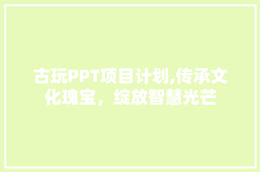 古玩PPT项目计划,传承文化瑰宝，绽放智慧光芒