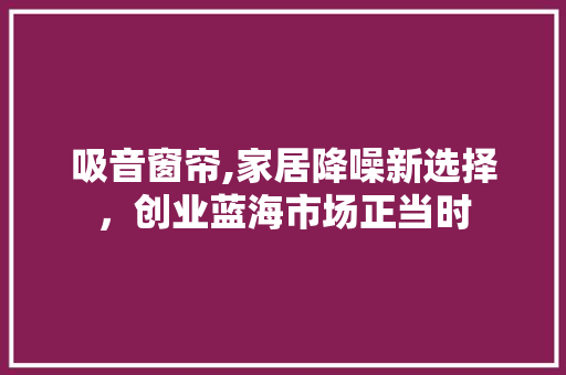 吸音窗帘,家居降噪新选择，创业蓝海市场正当时