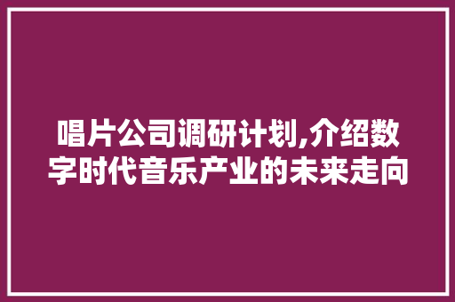 唱片公司调研计划,介绍数字时代音乐产业的未来走向