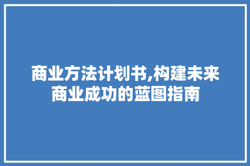 商业方法计划书,构建未来商业成功的蓝图指南