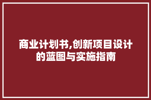 商业计划书,创新项目设计的蓝图与实施指南