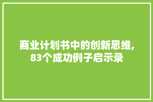 商业计划书中的创新思维,83个成功例子启示录