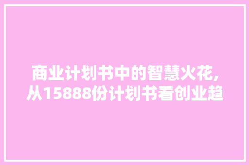 商业计划书中的智慧火花,从15888份计划书看创业趋势与步骤