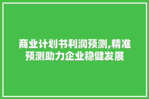 商业计划书利润预测,精准预测助力企业稳健发展