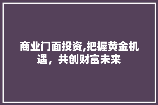 商业门面投资,把握黄金机遇，共创财富未来