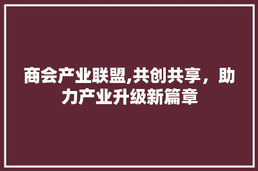 商会产业联盟,共创共享，助力产业升级新篇章