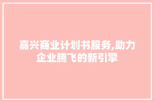 嘉兴商业计划书服务,助力企业腾飞的新引擎