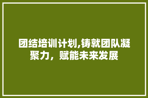 团结培训计划,铸就团队凝聚力，赋能未来发展