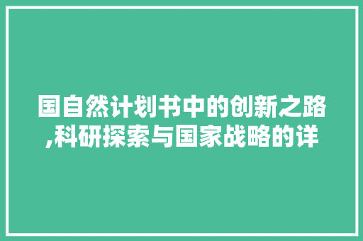 国自然计划书中的创新之路,科研探索与国家战略的详细融合