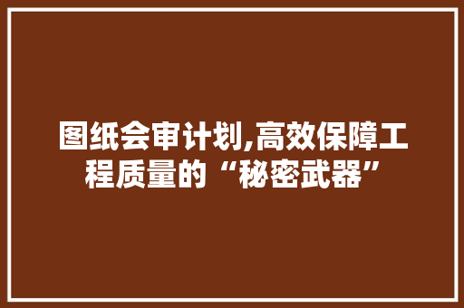 图纸会审计划,高效保障工程质量的“秘密武器”