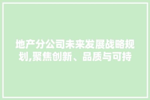 地产分公司未来发展战略规划,聚焦创新、品质与可持续发展