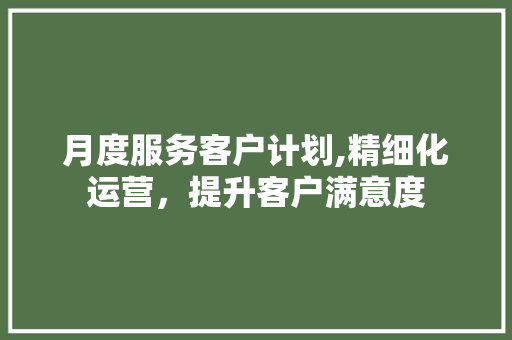 月度服务客户计划,精细化运营，提升客户满意度