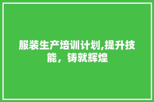 服装生产培训计划,提升技能，铸就辉煌