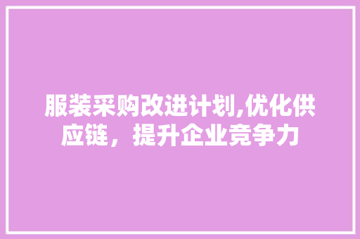 服装采购改进计划,优化供应链，提升企业竞争力