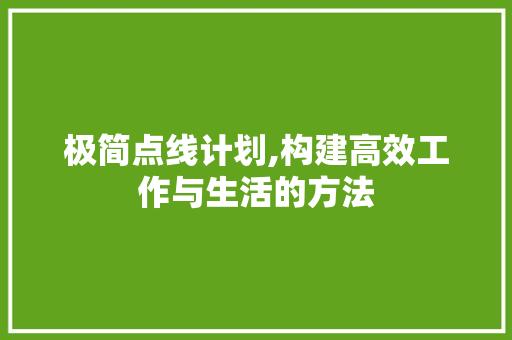 极简点线计划,构建高效工作与生活的方法