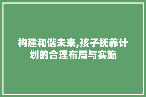 构建和谐未来,孩子抚养计划的合理布局与实施