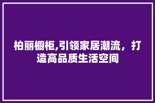 柏丽橱柜,引领家居潮流，打造高品质生活空间