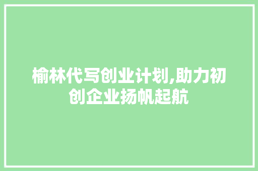 榆林代写创业计划,助力初创企业扬帆起航