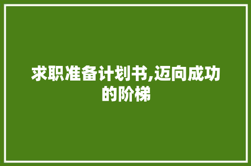 求职准备计划书,迈向成功的阶梯