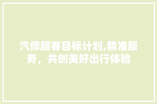 汽修顾客目标计划,精准服务，共创美好出行体验 申请书范文