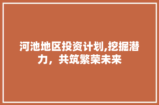 河池地区投资计划,挖掘潜力，共筑繁荣未来