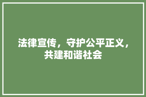 法律宣传，守护公平正义，共建和谐社会