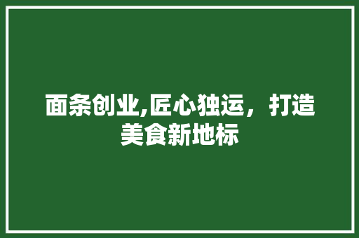 面条创业,匠心独运，打造美食新地标