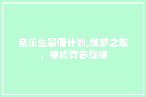 音乐生暑假计划,筑梦之旅，奏响青春旋律