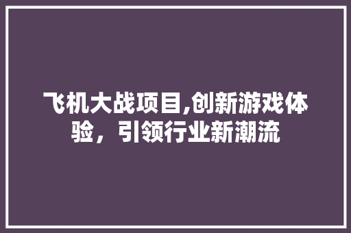 飞机大战项目,创新游戏体验，引领行业新潮流