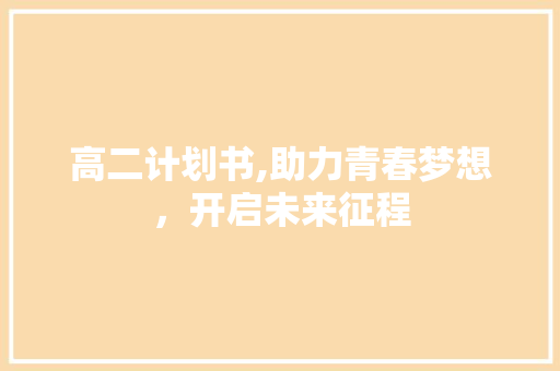 高二计划书,助力青春梦想，开启未来征程