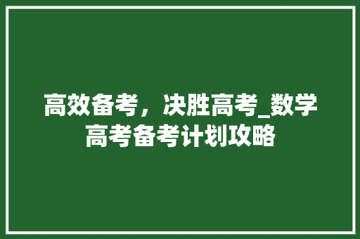 高效备考，决胜高考_数学高考备考计划攻略