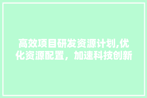 高效项目研发资源计划,优化资源配置，加速科技创新