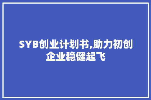 SYB创业计划书,助力初创企业稳健起飞