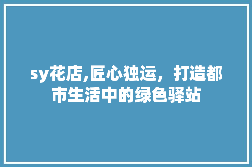 sy花店,匠心独运，打造都市生活中的绿色驿站