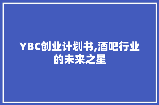 YBC创业计划书,酒吧行业的未来之星