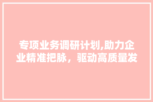 专项业务调研计划,助力企业精准把脉，驱动高质量发展