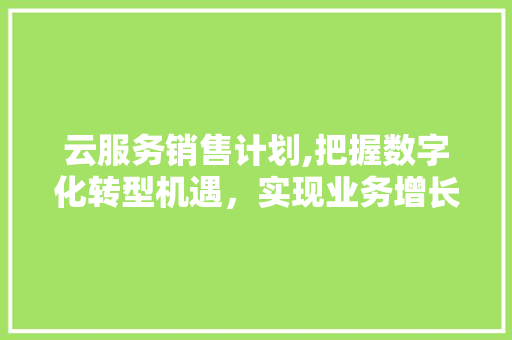 云服务销售计划,把握数字化转型机遇，实现业务增长新突破