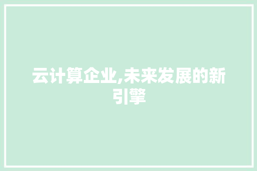 云计算企业,未来发展的新引擎