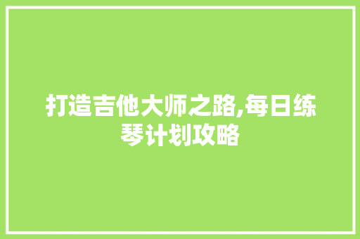 打造吉他大师之路,每日练琴计划攻略