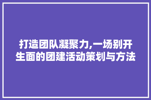 打造团队凝聚力,一场别开生面的团建活动策划与方法