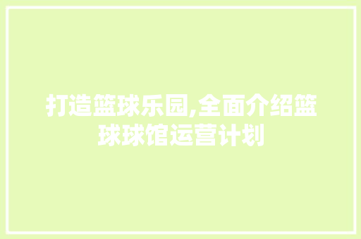 打造篮球乐园,全面介绍篮球球馆运营计划