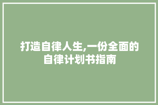 打造自律人生,一份全面的自律计划书指南