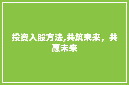 投资入股方法,共筑未来，共赢未来