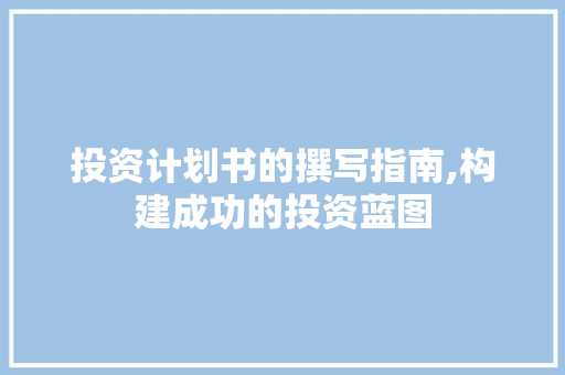 投资计划书的撰写指南,构建成功的投资蓝图