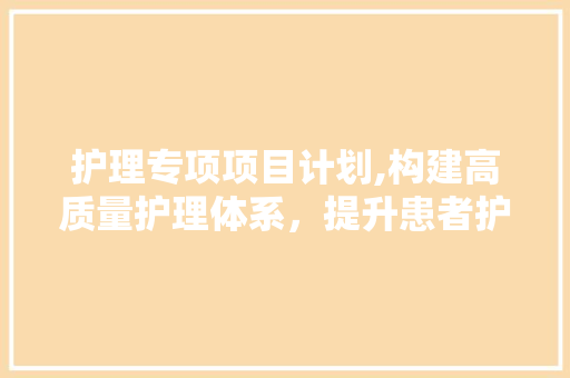 护理专项项目计划,构建高质量护理体系，提升患者护理满意度