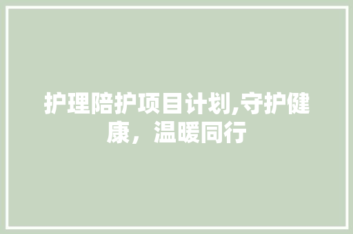 护理陪护项目计划,守护健康，温暖同行