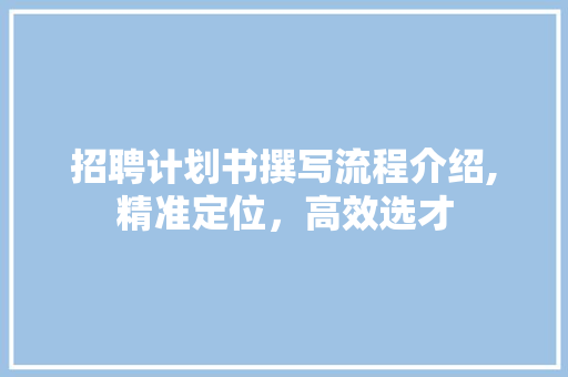 招聘计划书撰写流程介绍,精准定位，高效选才