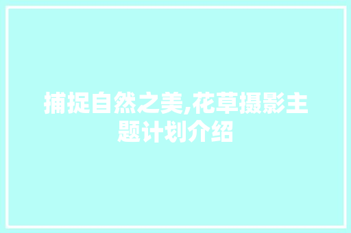 捕捉自然之美,花草摄影主题计划介绍