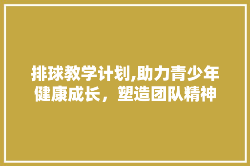 排球教学计划,助力青少年健康成长，塑造团队精神