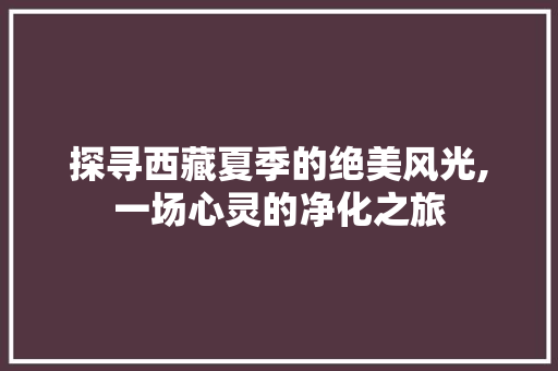 探寻西藏夏季的绝美风光,一场心灵的净化之旅